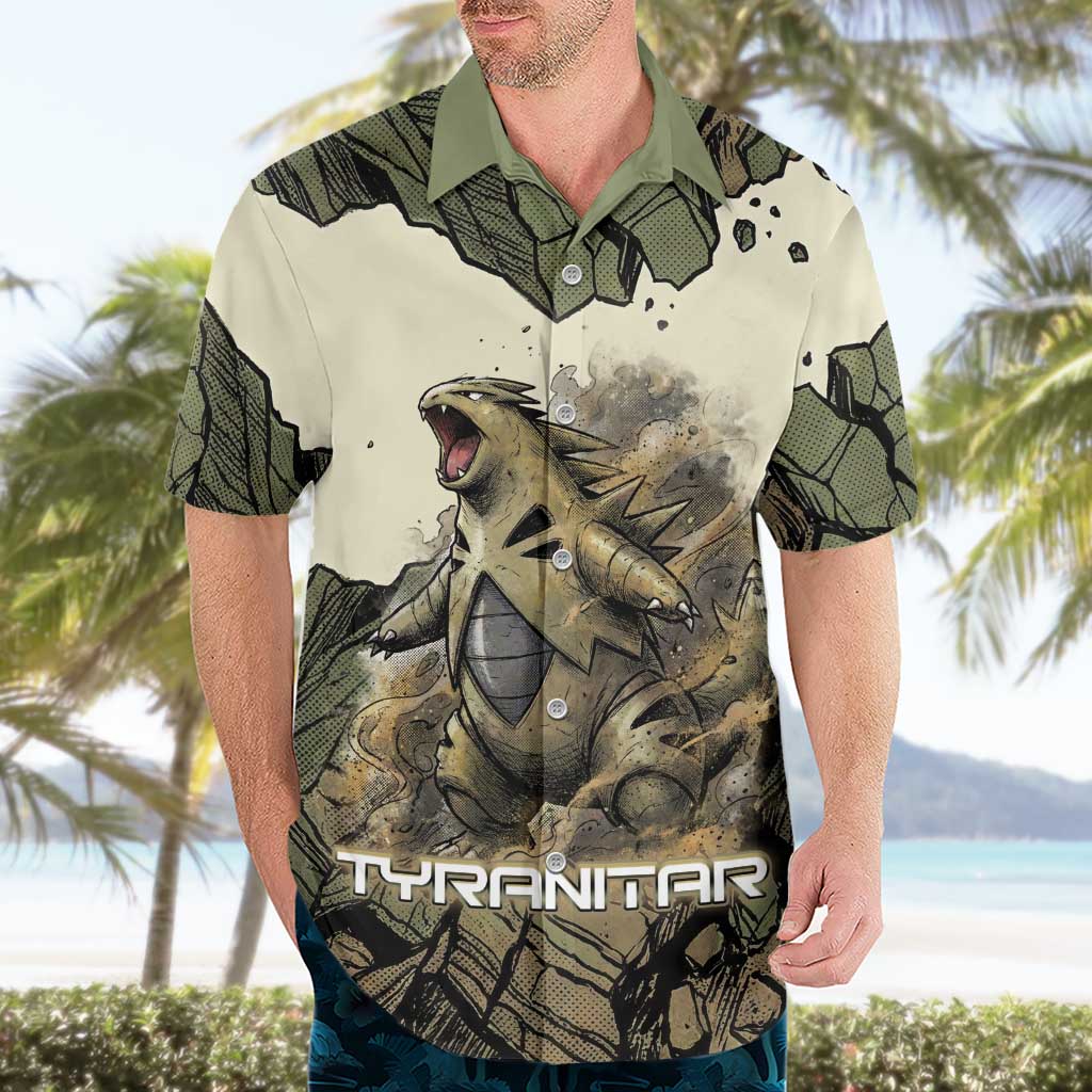 Tyranitar Rock Smash Hawaiian Shirt Tyranitar’s Seismic Roar - Monster of the Mountains