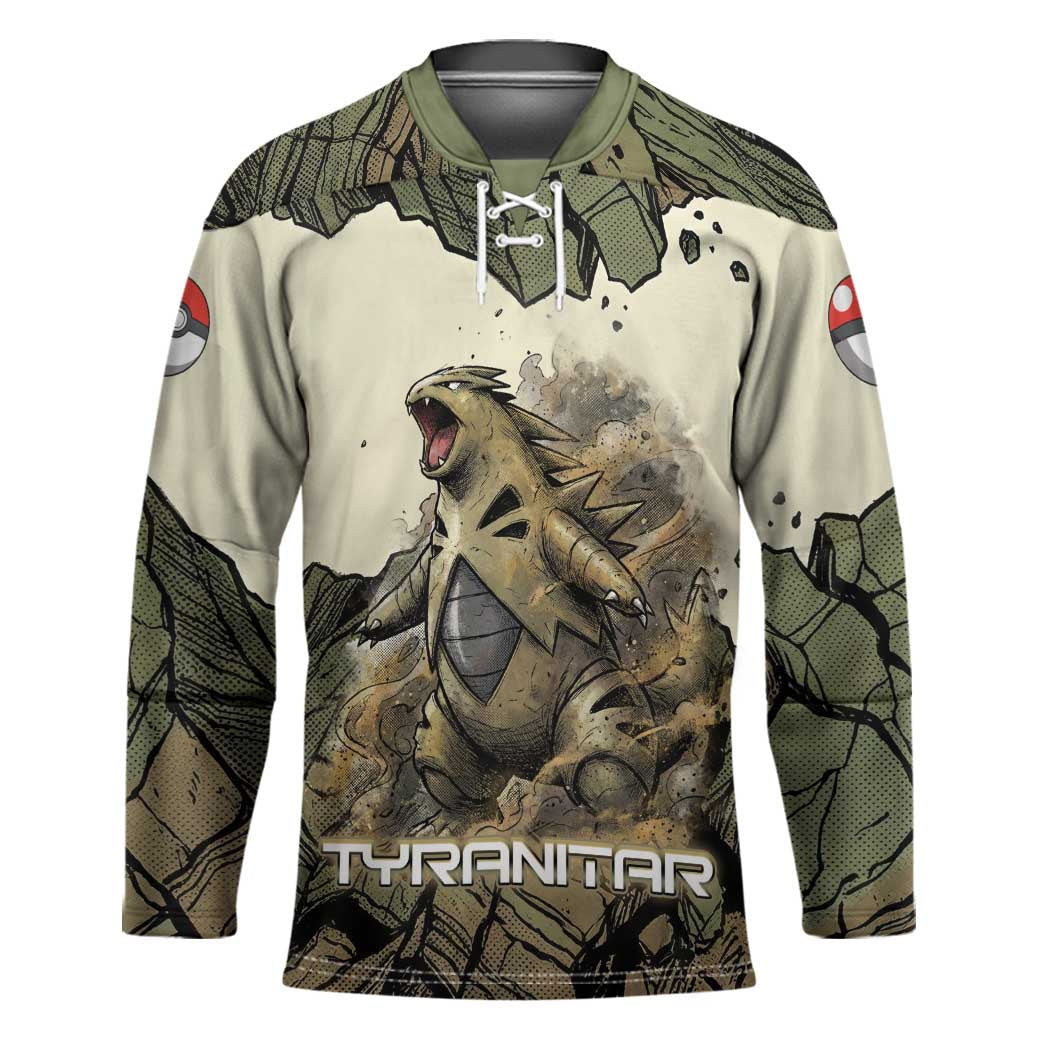 Tyranitar Rock Smash Hockey Jersey Tyranitar’s Seismic Roar - Monster of the Mountains