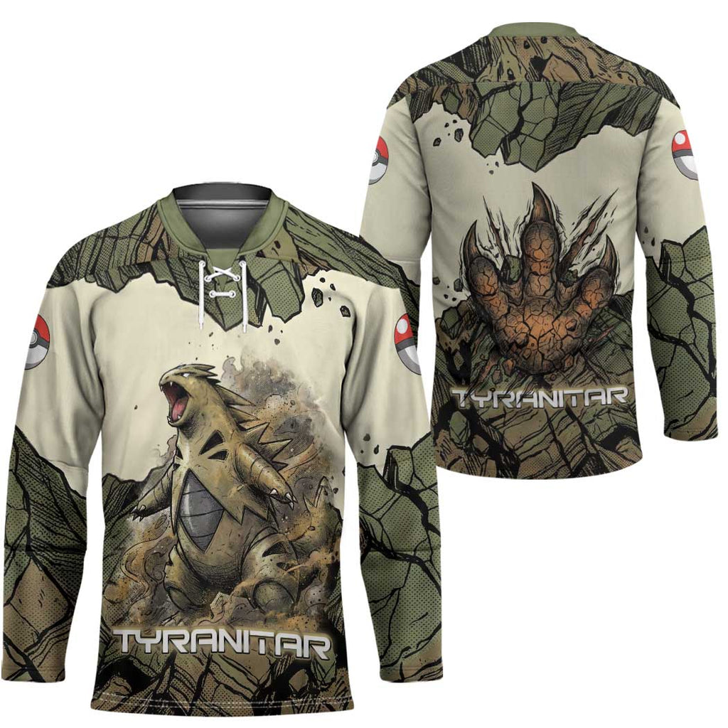 Tyranitar Rock Smash Hockey Jersey Tyranitar’s Seismic Roar - Monster of the Mountains