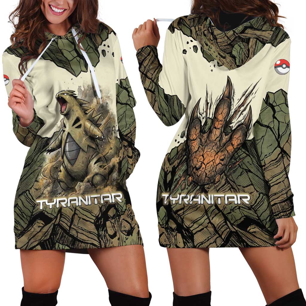 Tyranitar Rock Smash Hoodie Dress Tyranitar’s Seismic Roar - Monster of the Mountains