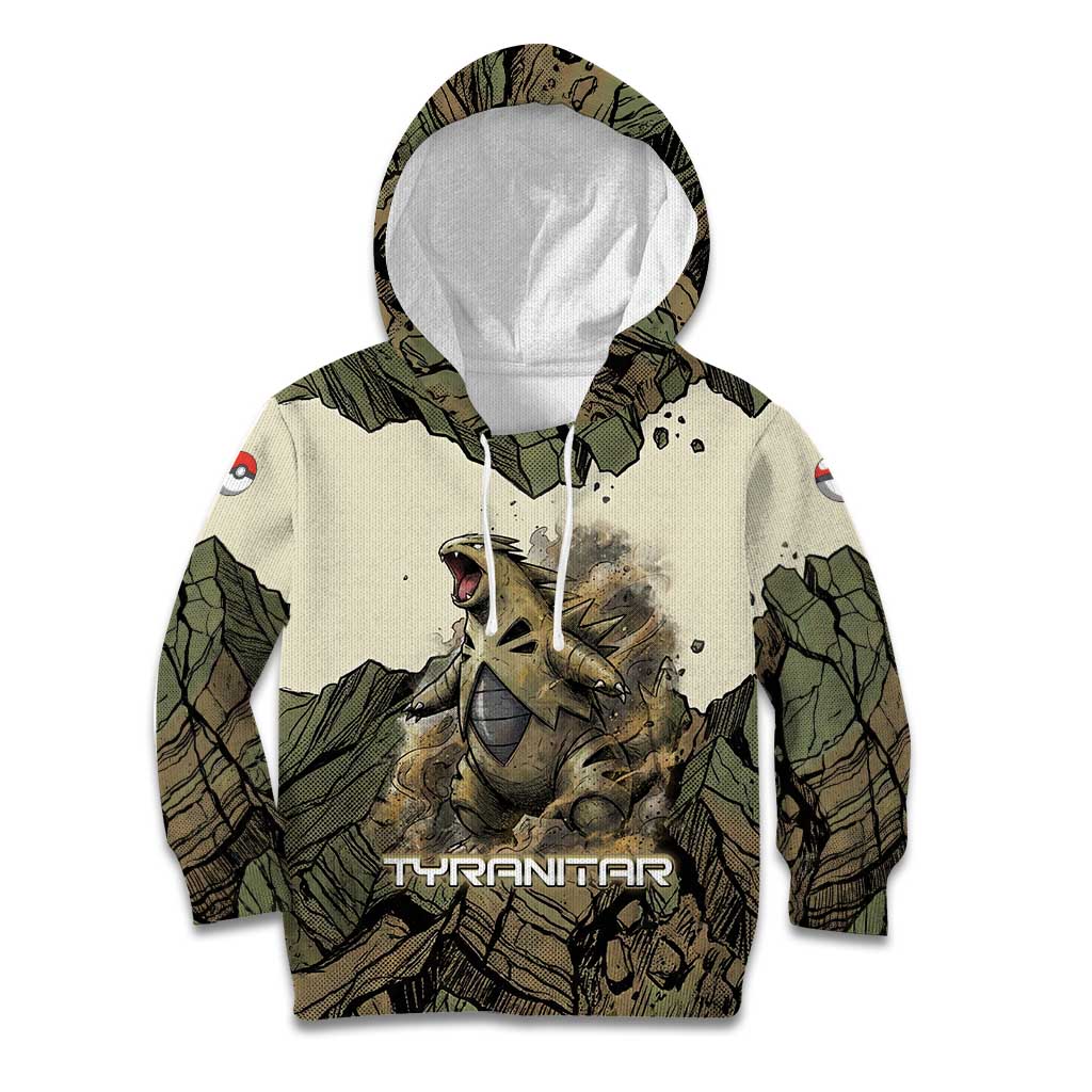 Tyranitar Rock Smash Kid Hoodie Tyranitar’s Seismic Roar - Monster of the Mountains
