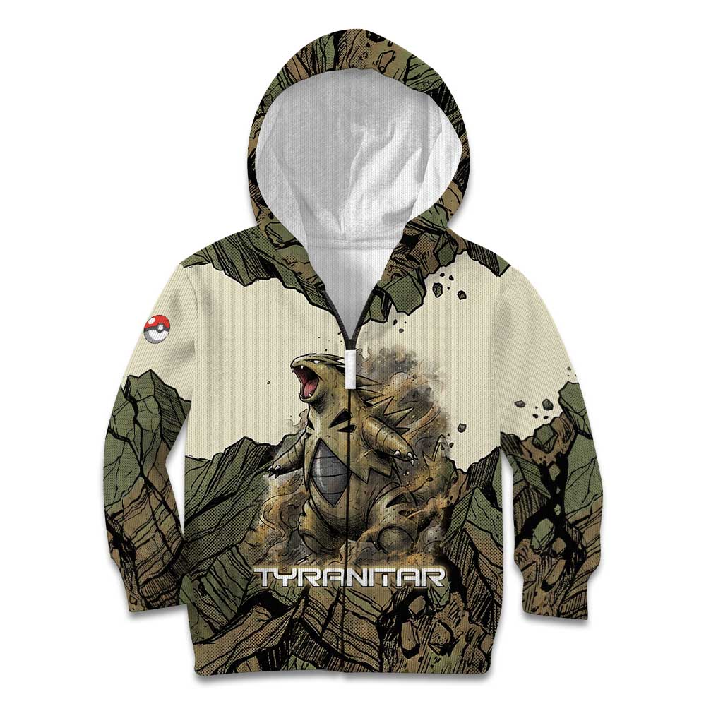 Tyranitar Rock Smash Kid Hoodie Tyranitar’s Seismic Roar - Monster of the Mountains