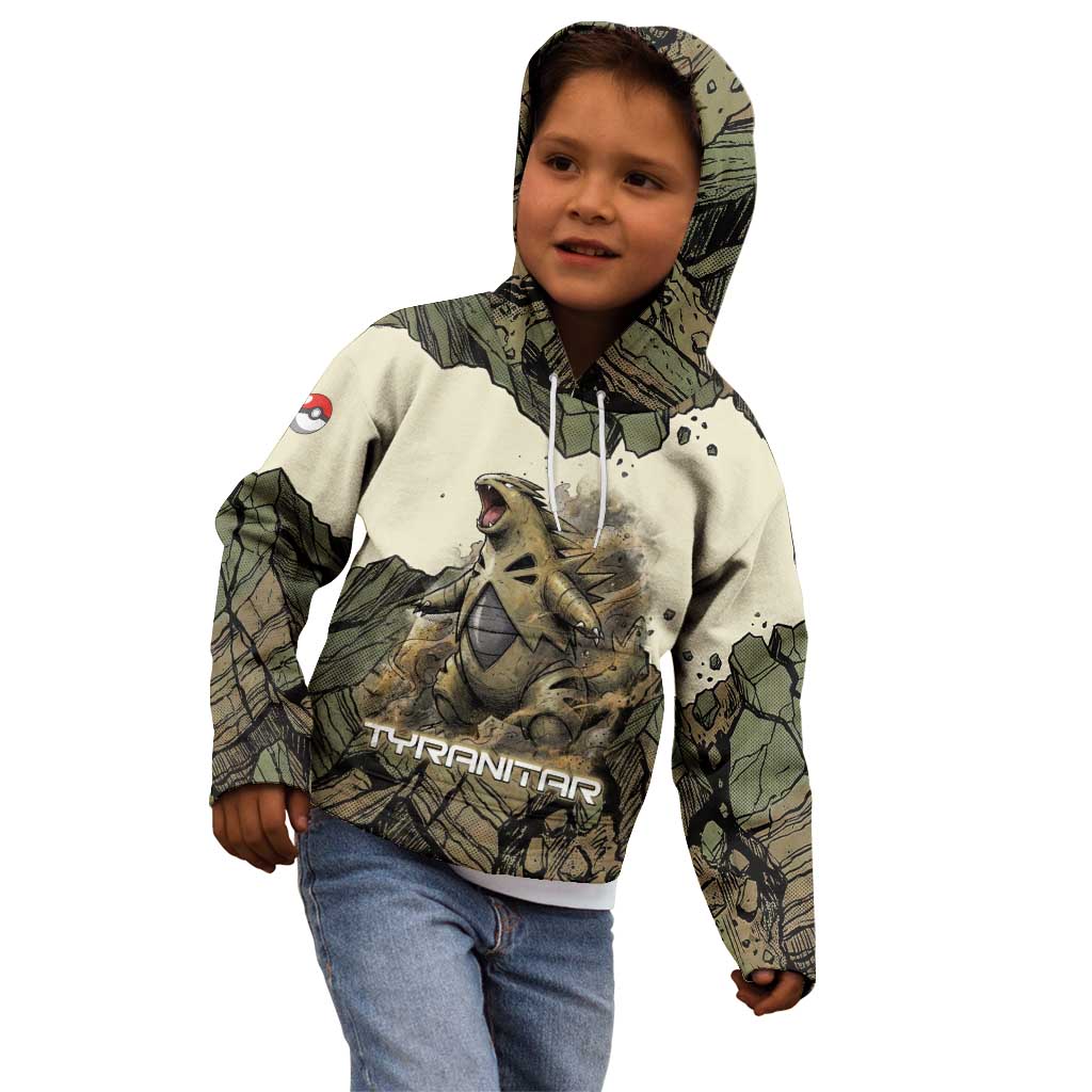 Tyranitar Rock Smash Kid Hoodie Tyranitar’s Seismic Roar - Monster of the Mountains