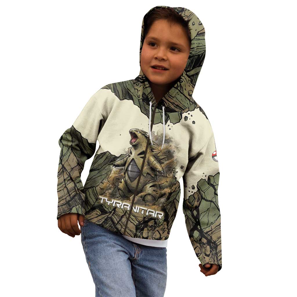 Tyranitar Rock Smash Kid Hoodie Tyranitar’s Seismic Roar - Monster of the Mountains