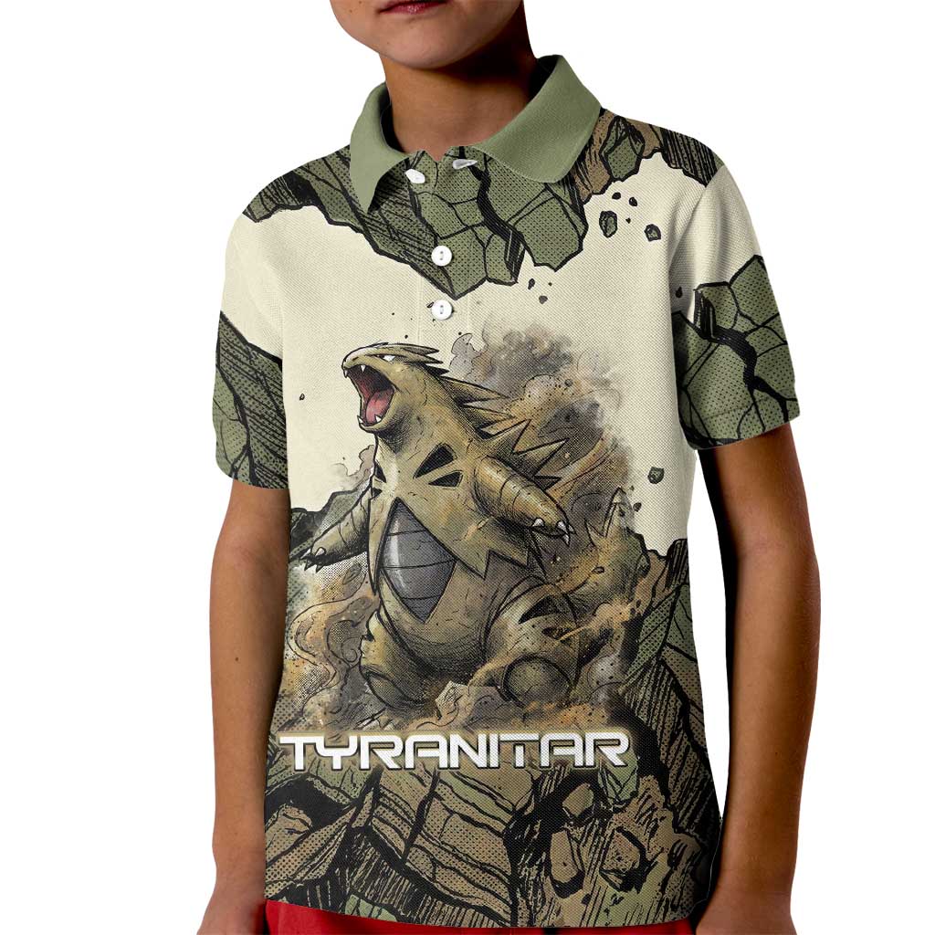 Tyranitar Rock Smash Kid Polo Shirt Tyranitar’s Seismic Roar - Monster of the Mountains
