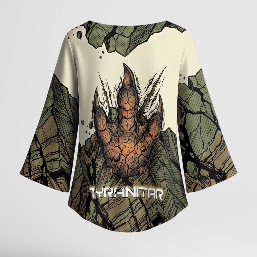 Tyranitar Rock Smash Kimono Sleeve Blouse Tyranitar’s Seismic Roar - Monster of the Mountains