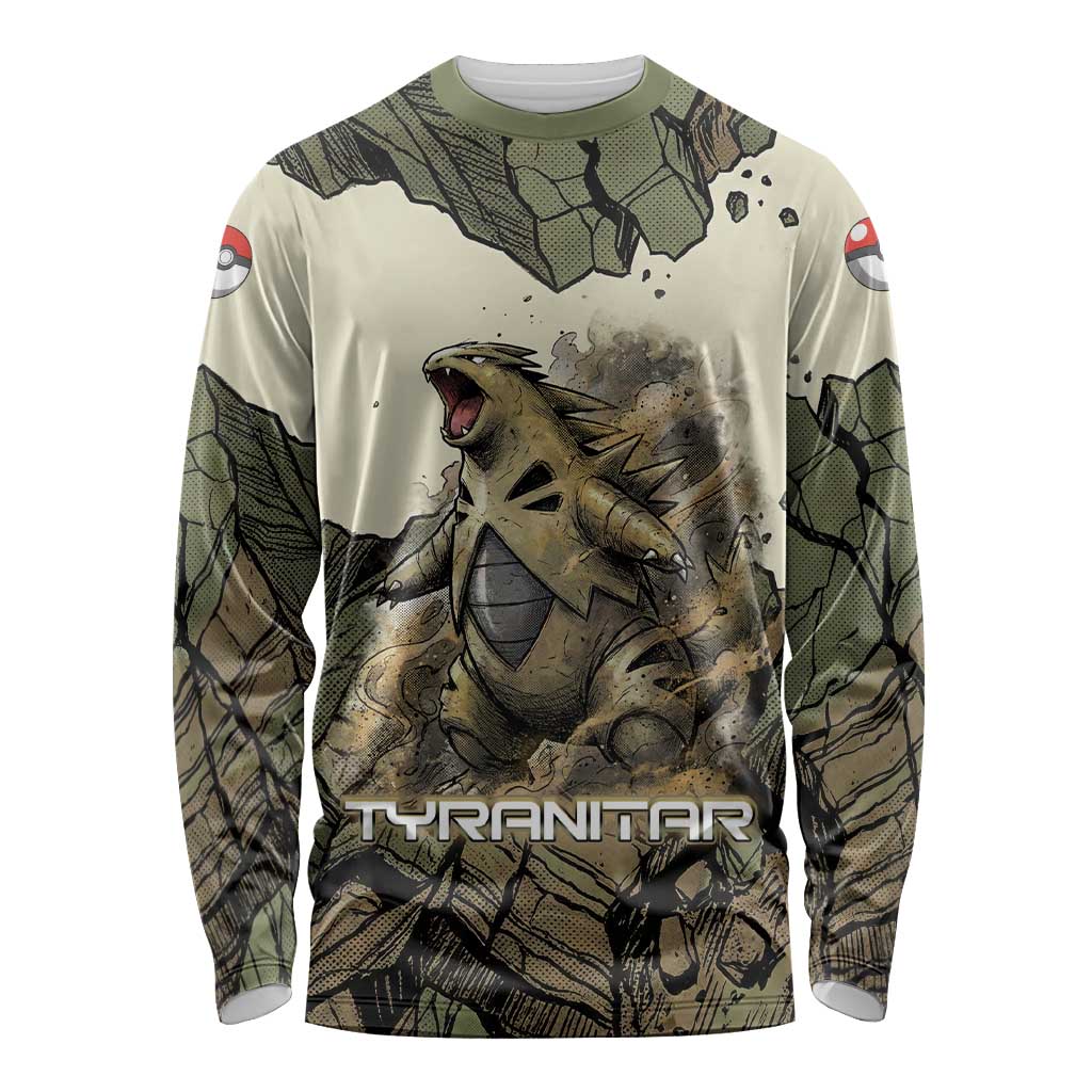 Tyranitar Rock Smash Long Sleeve Shirt Tyranitar’s Seismic Roar - Monster of the Mountains
