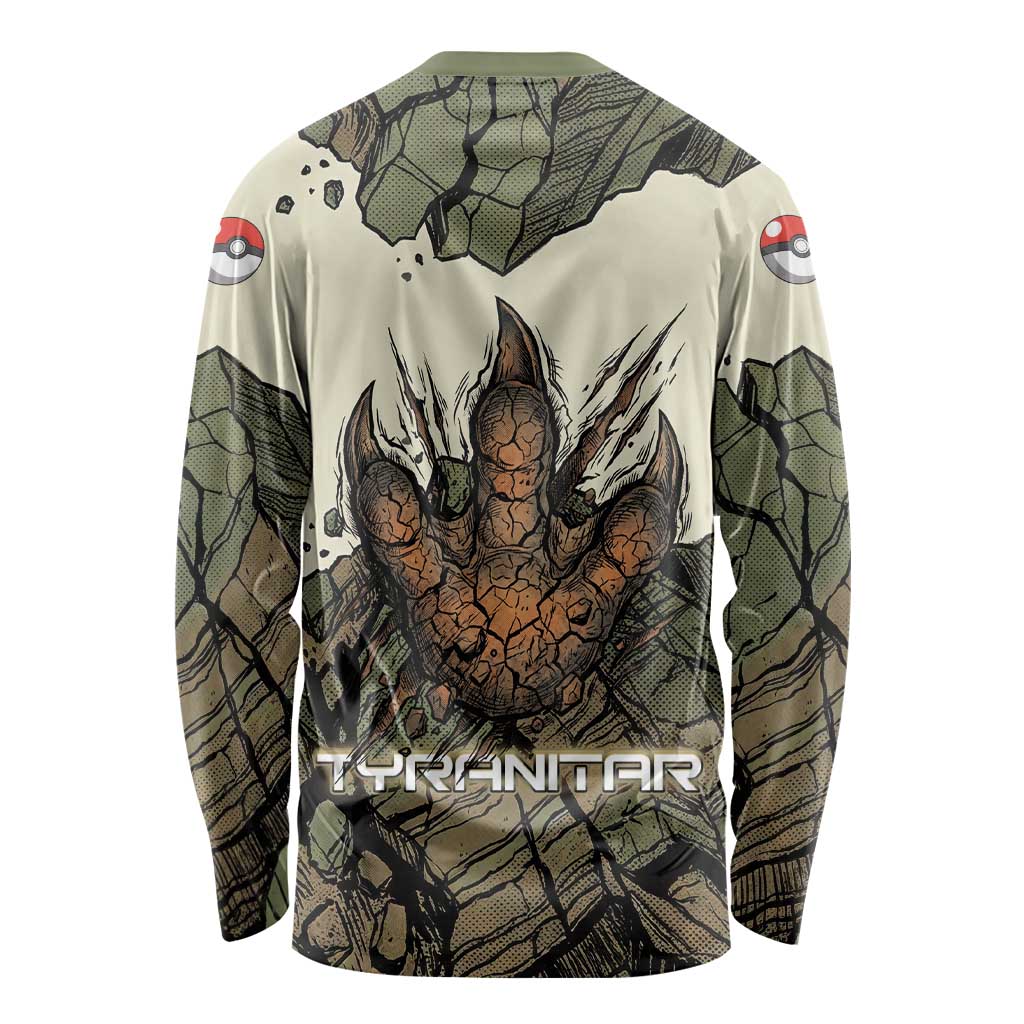Tyranitar Rock Smash Long Sleeve Shirt Tyranitar’s Seismic Roar - Monster of the Mountains