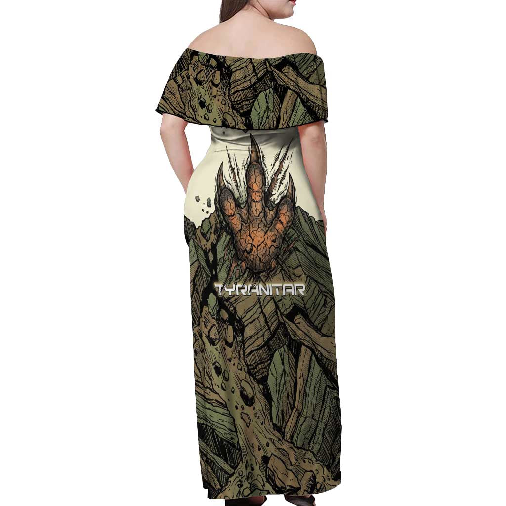 Tyranitar Rock Smash Off Shoulder Maxi Dress Tyranitar’s Seismic Roar - Monster of the Mountains