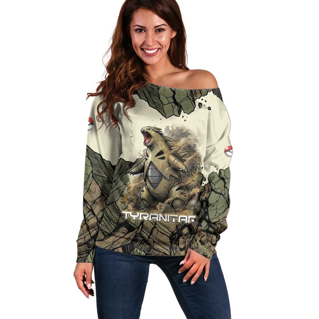 Tyranitar Rock Smash Off Shoulder Sweater Tyranitar’s Seismic Roar - Monster of the Mountains