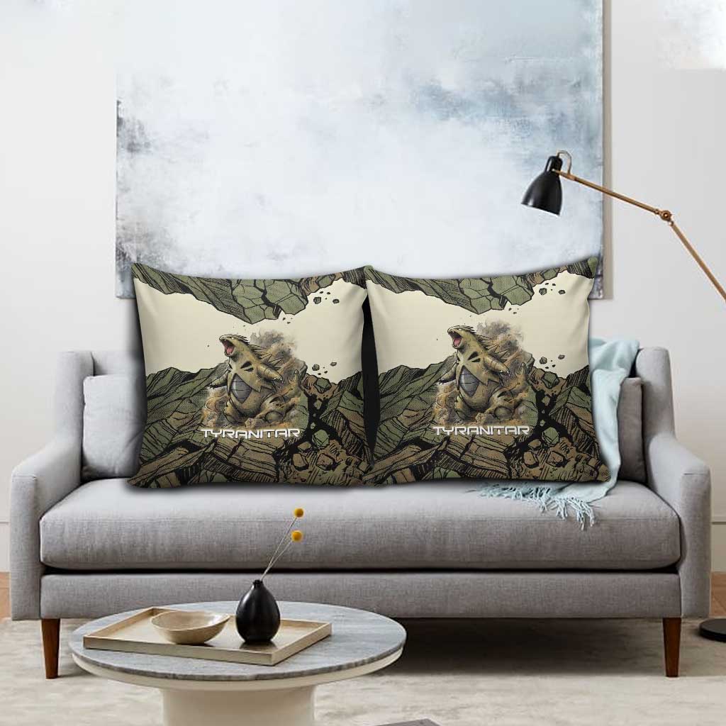 Tyranitar Rock Smash Pillow Cover Tyranitar’s Seismic Roar - Monster of the Mountains