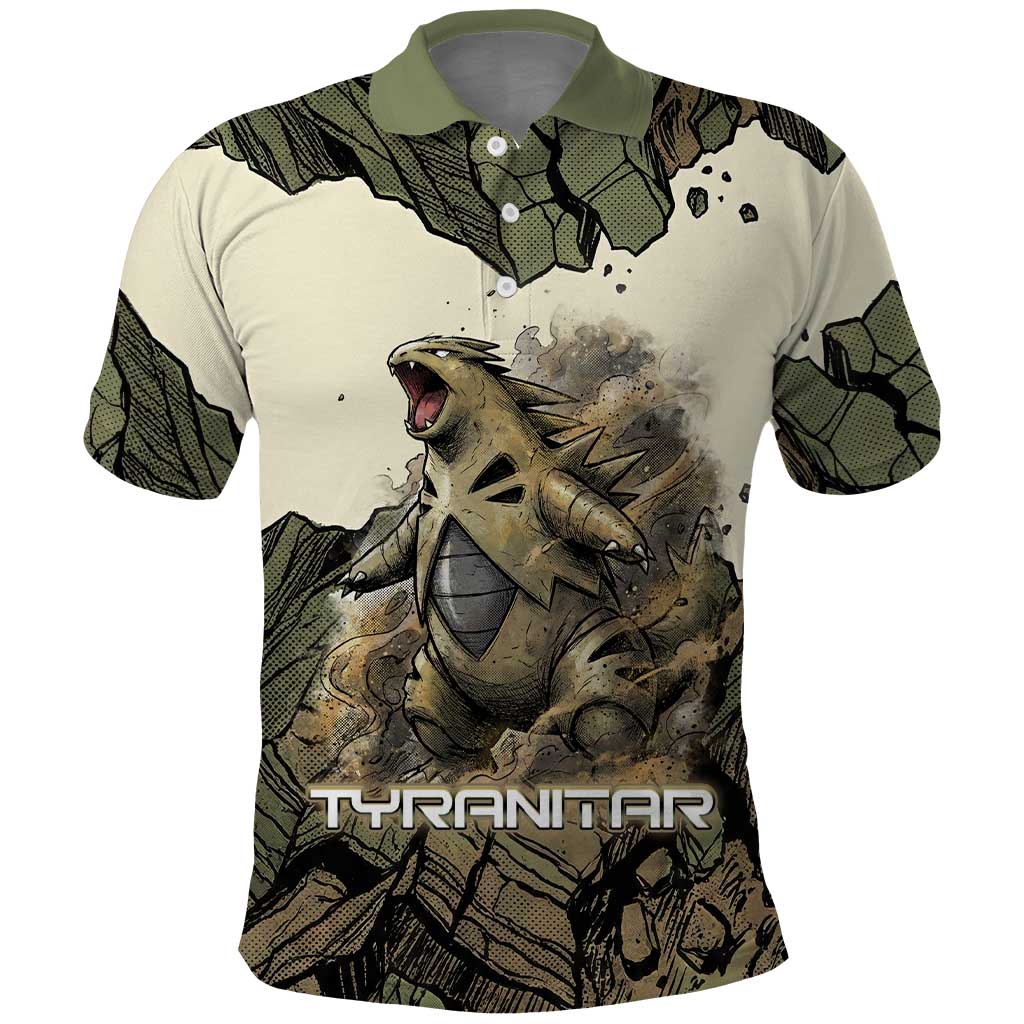 Tyranitar Rock Smash Polo Shirt Tyranitar’s Seismic Roar - Monster of the Mountains