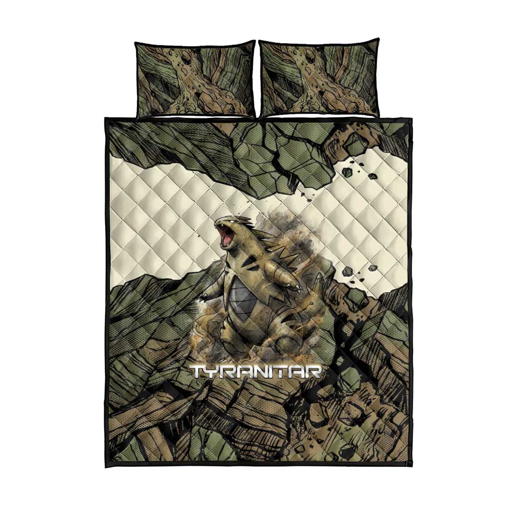 Tyranitar Rock Smash Quilt Bed Set Tyranitar’s Seismic Roar - Monster of the Mountains