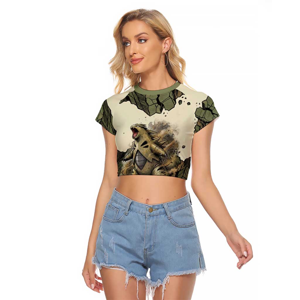 Tyranitar Rock Smash Raglan Cropped T Shirt Tyranitar’s Seismic Roar - Monster of the Mountains