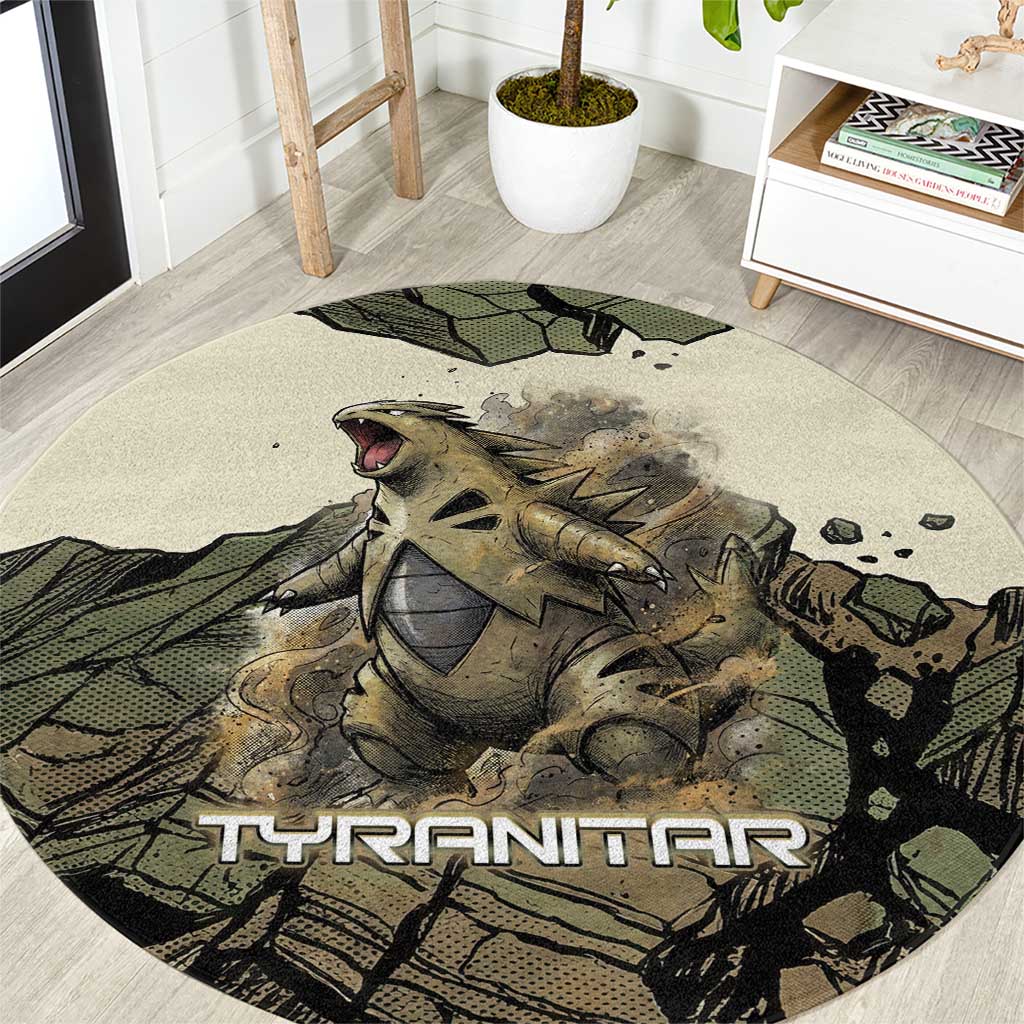 Tyranitar Rock Smash Round Carpet Tyranitar’s Seismic Roar - Monster of the Mountains