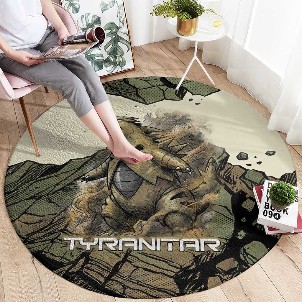 Tyranitar Rock Smash Round Carpet Tyranitar’s Seismic Roar - Monster of the Mountains