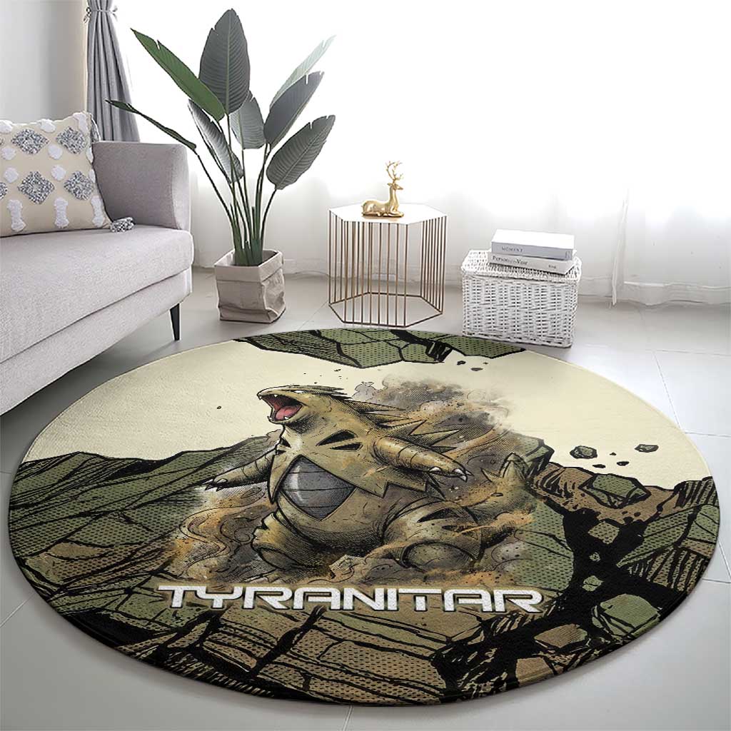 Tyranitar Rock Smash Round Carpet Tyranitar’s Seismic Roar - Monster of the Mountains