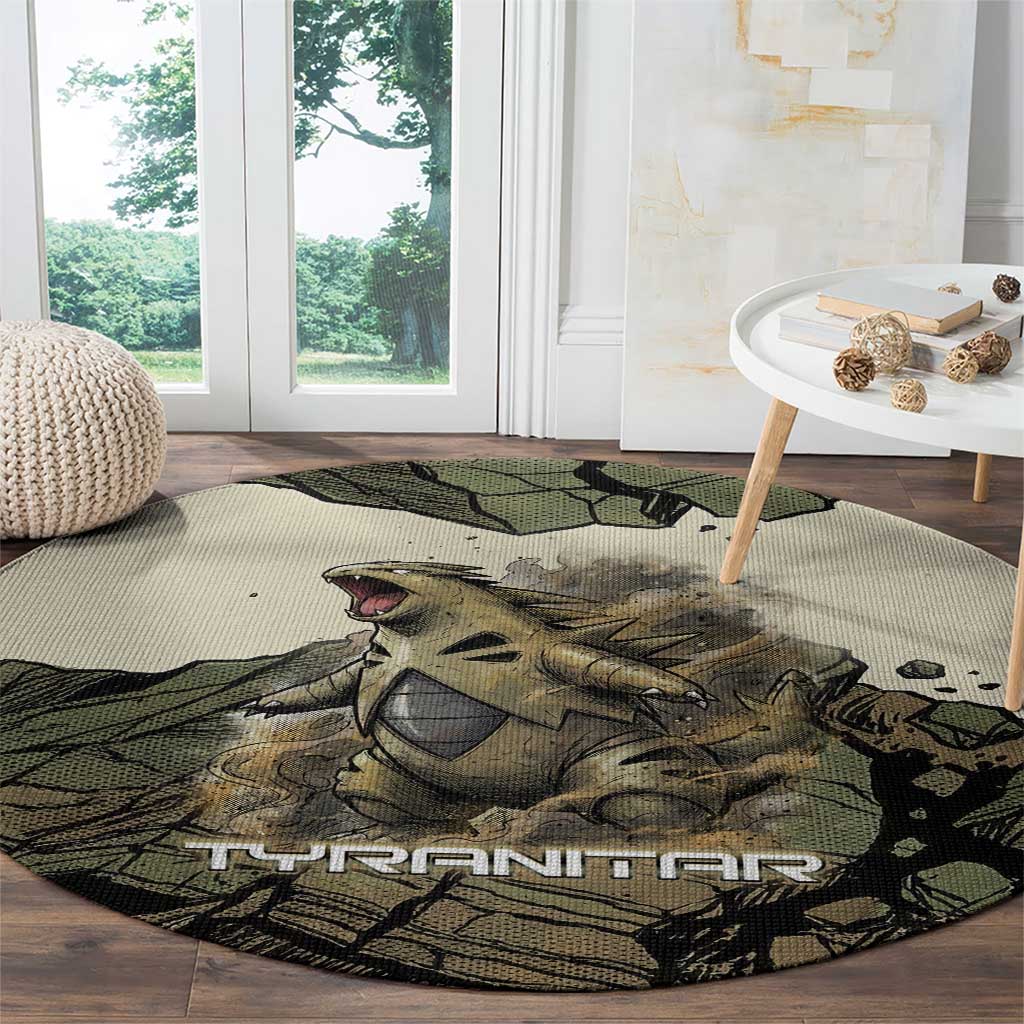 Tyranitar Rock Smash Round Carpet Tyranitar’s Seismic Roar - Monster of the Mountains