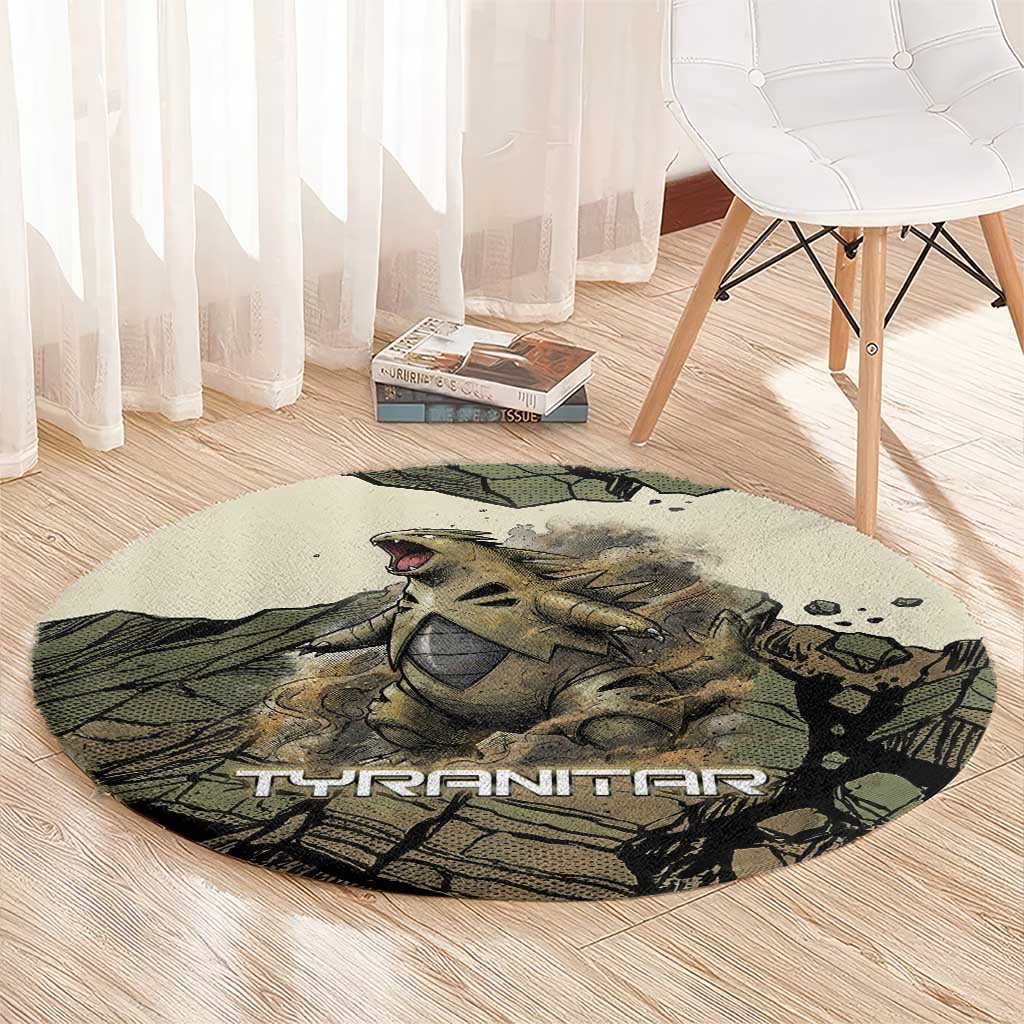 Tyranitar Rock Smash Round Carpet Tyranitar’s Seismic Roar - Monster of the Mountains
