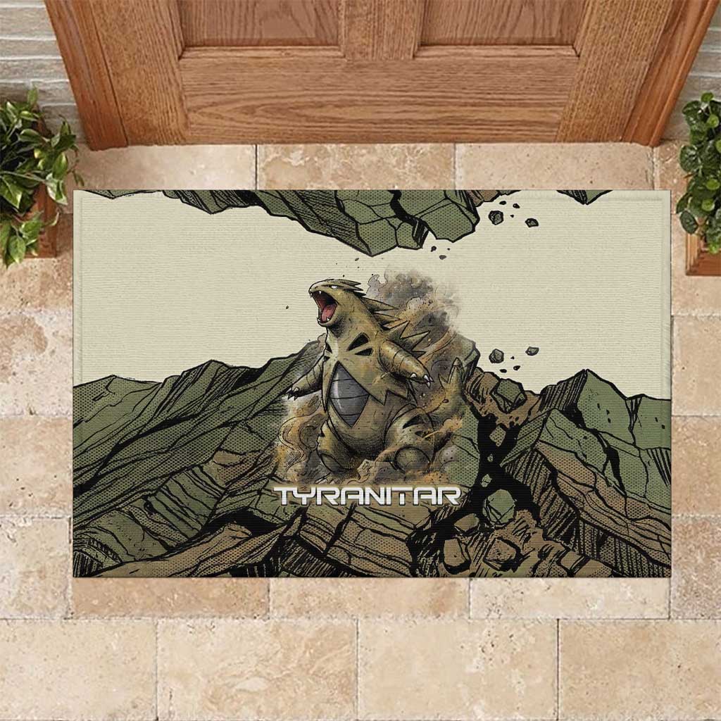 Tyranitar Rock Smash Rubber Doormat Tyranitar’s Seismic Roar - Monster of the Mountains