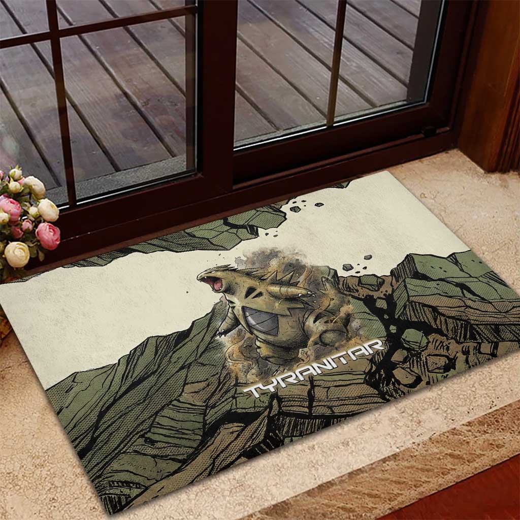 Tyranitar Rock Smash Rubber Doormat Tyranitar’s Seismic Roar - Monster of the Mountains