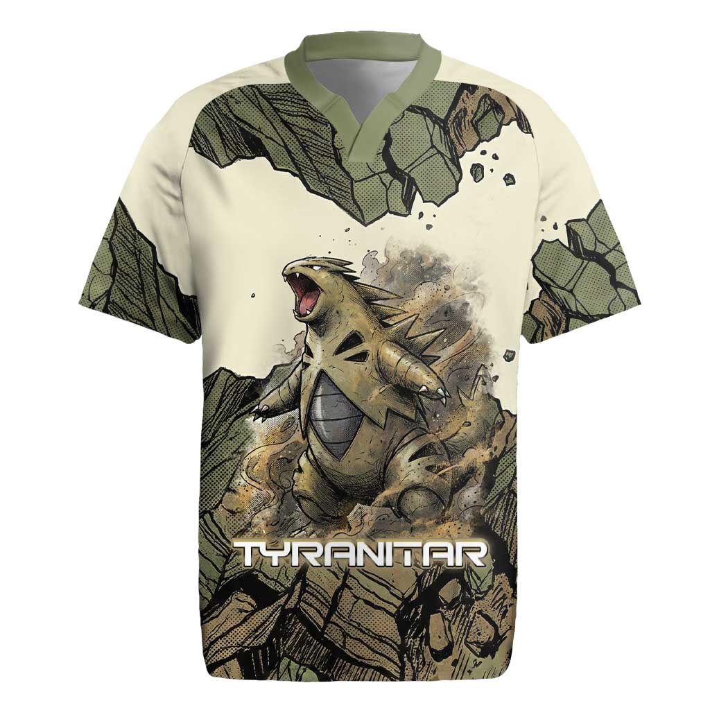 Tyranitar Rock Smash Rugby Jersey Tyranitar’s Seismic Roar - Monster of the Mountains