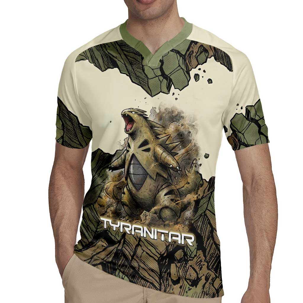 Tyranitar Rock Smash Rugby Jersey Tyranitar’s Seismic Roar - Monster of the Mountains