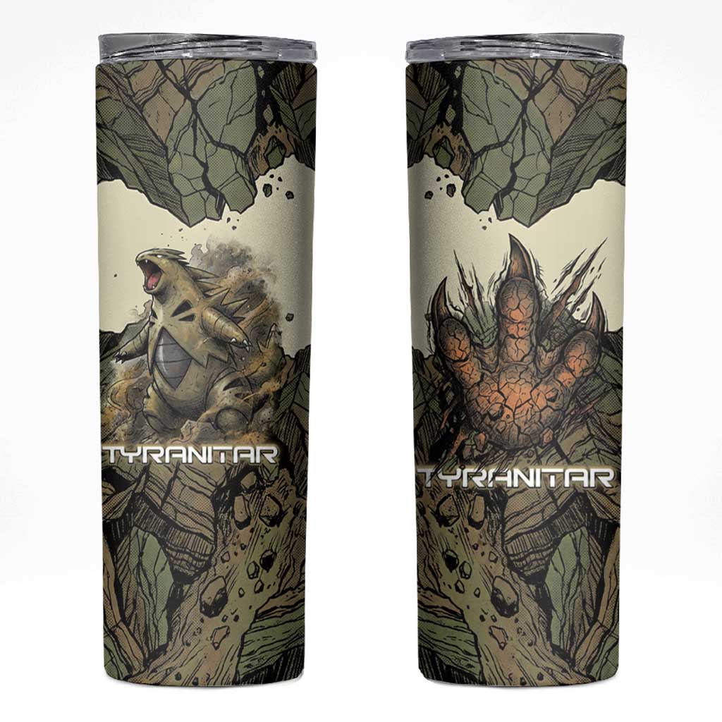 Tyranitar Rock Smash Skinny Tumbler Tyranitar’s Seismic Roar - Monster of the Mountains