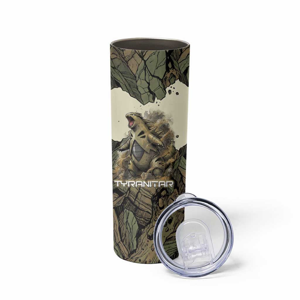 Tyranitar Rock Smash Skinny Tumbler Tyranitar’s Seismic Roar - Monster of the Mountains