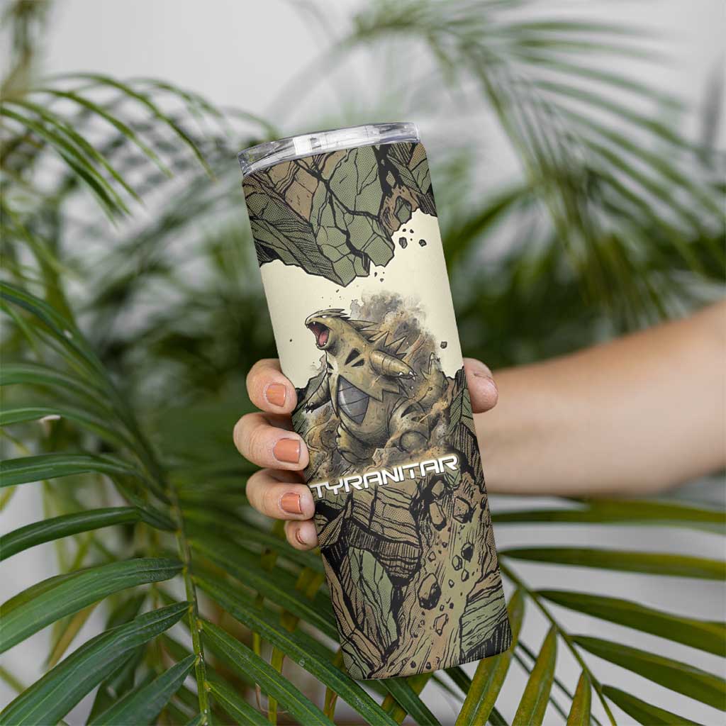 Tyranitar Rock Smash Skinny Tumbler Tyranitar’s Seismic Roar - Monster of the Mountains