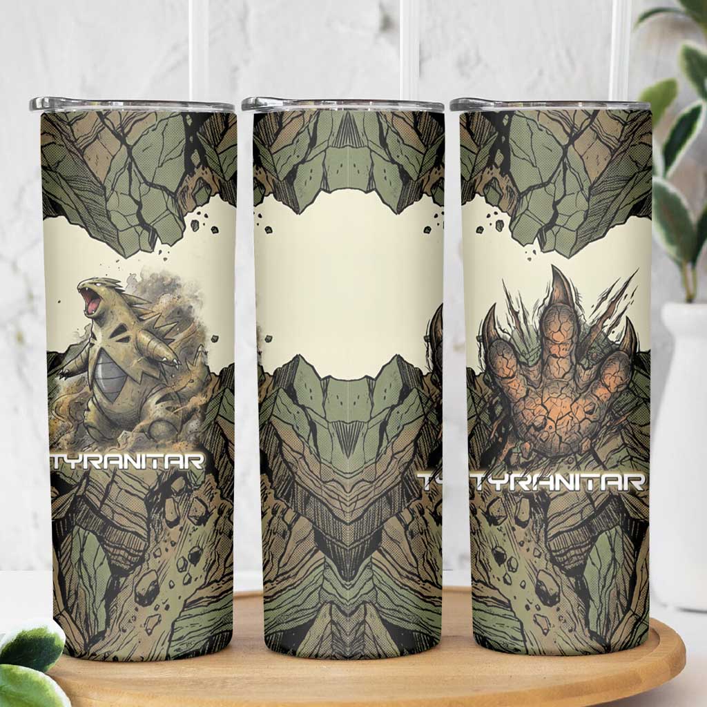 Tyranitar Rock Smash Skinny Tumbler Tyranitar’s Seismic Roar - Monster of the Mountains
