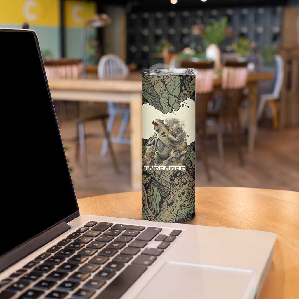 Tyranitar Rock Smash Skinny Tumbler Tyranitar’s Seismic Roar - Monster of the Mountains