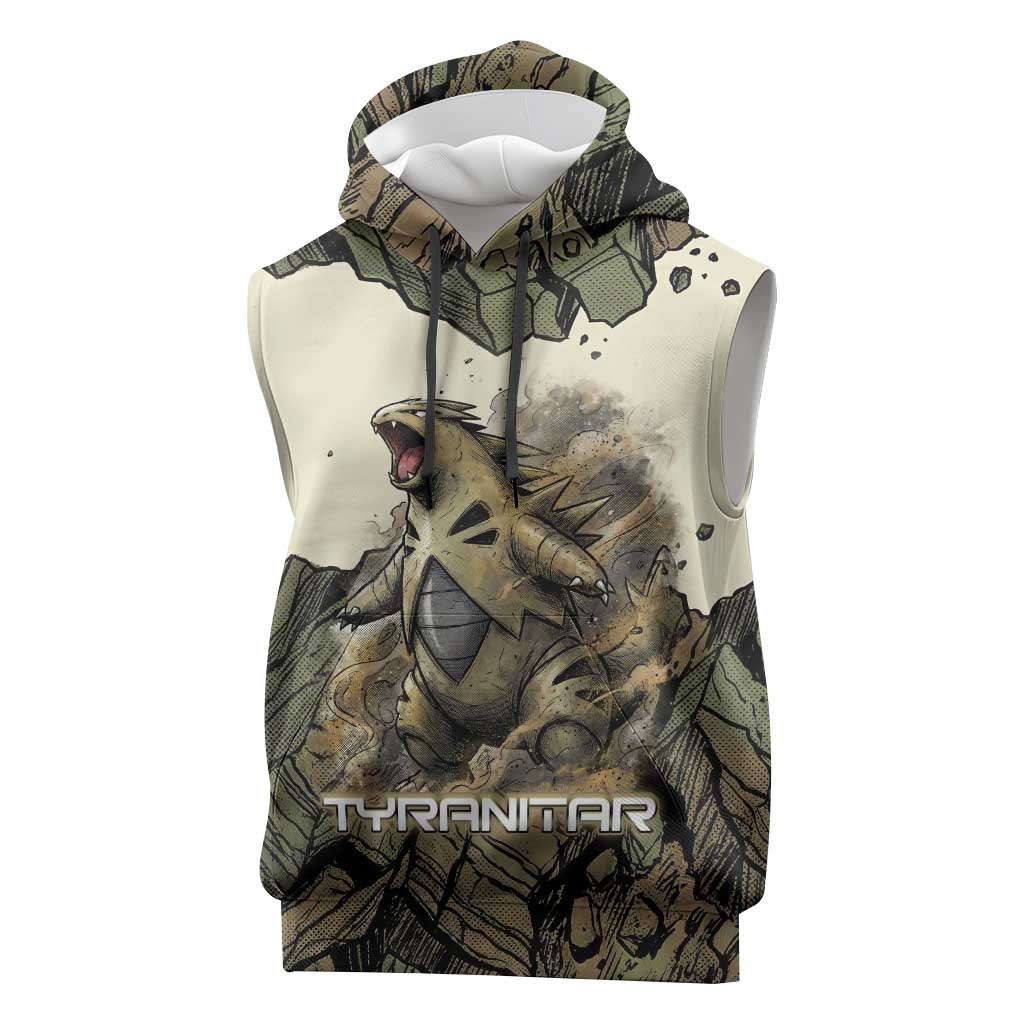 Tyranitar Rock Smash Sleeveless Hoodie Tyranitar’s Seismic Roar - Monster of the Mountains