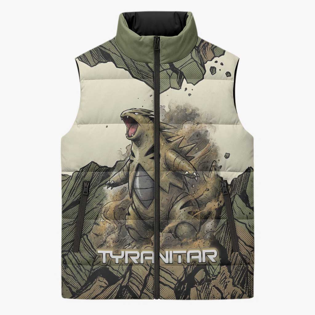 Tyranitar Rock Smash Sleeveless Puffer Jacket Tyranitar’s Seismic Roar - Monster of the Mountains