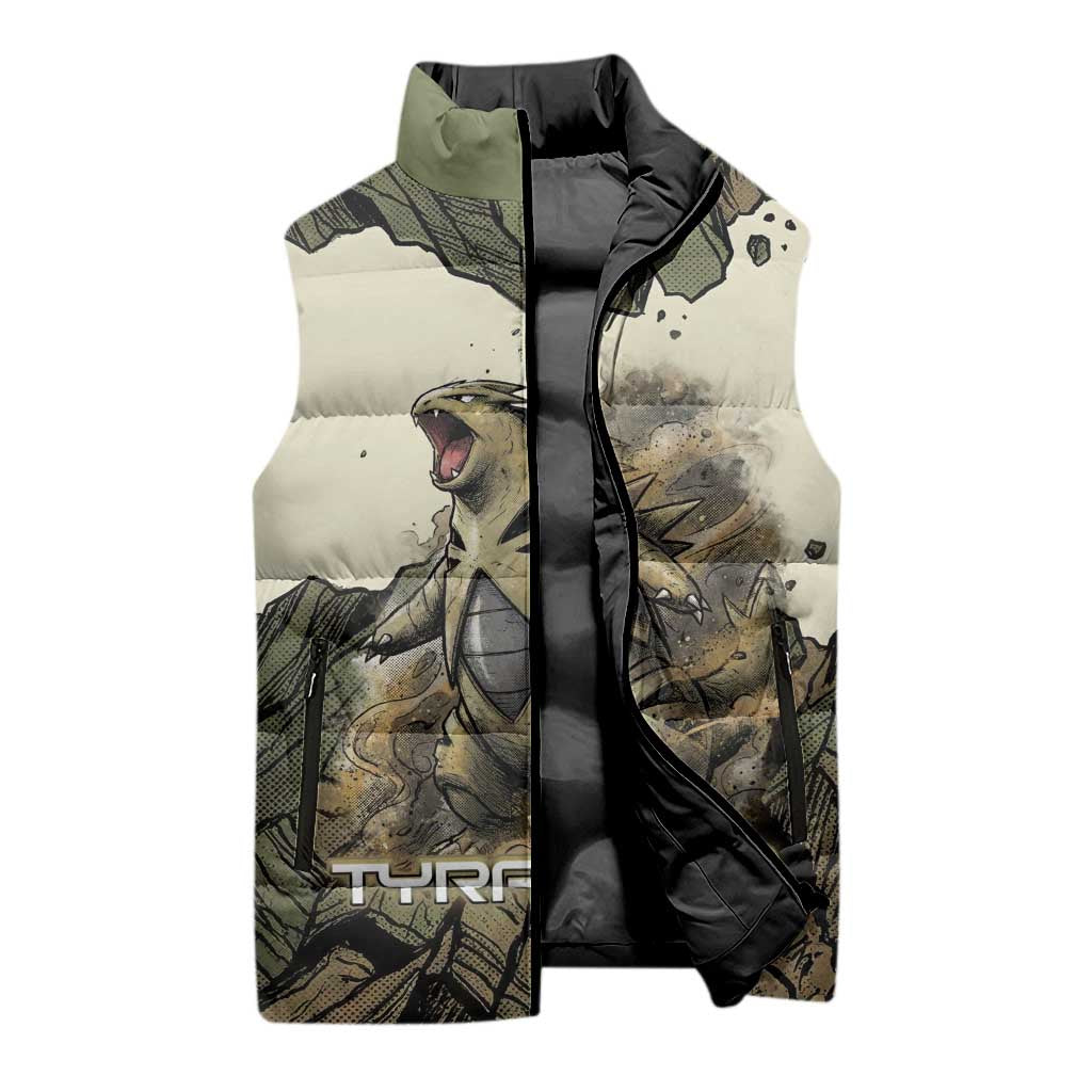Tyranitar Rock Smash Sleeveless Puffer Jacket Tyranitar’s Seismic Roar - Monster of the Mountains