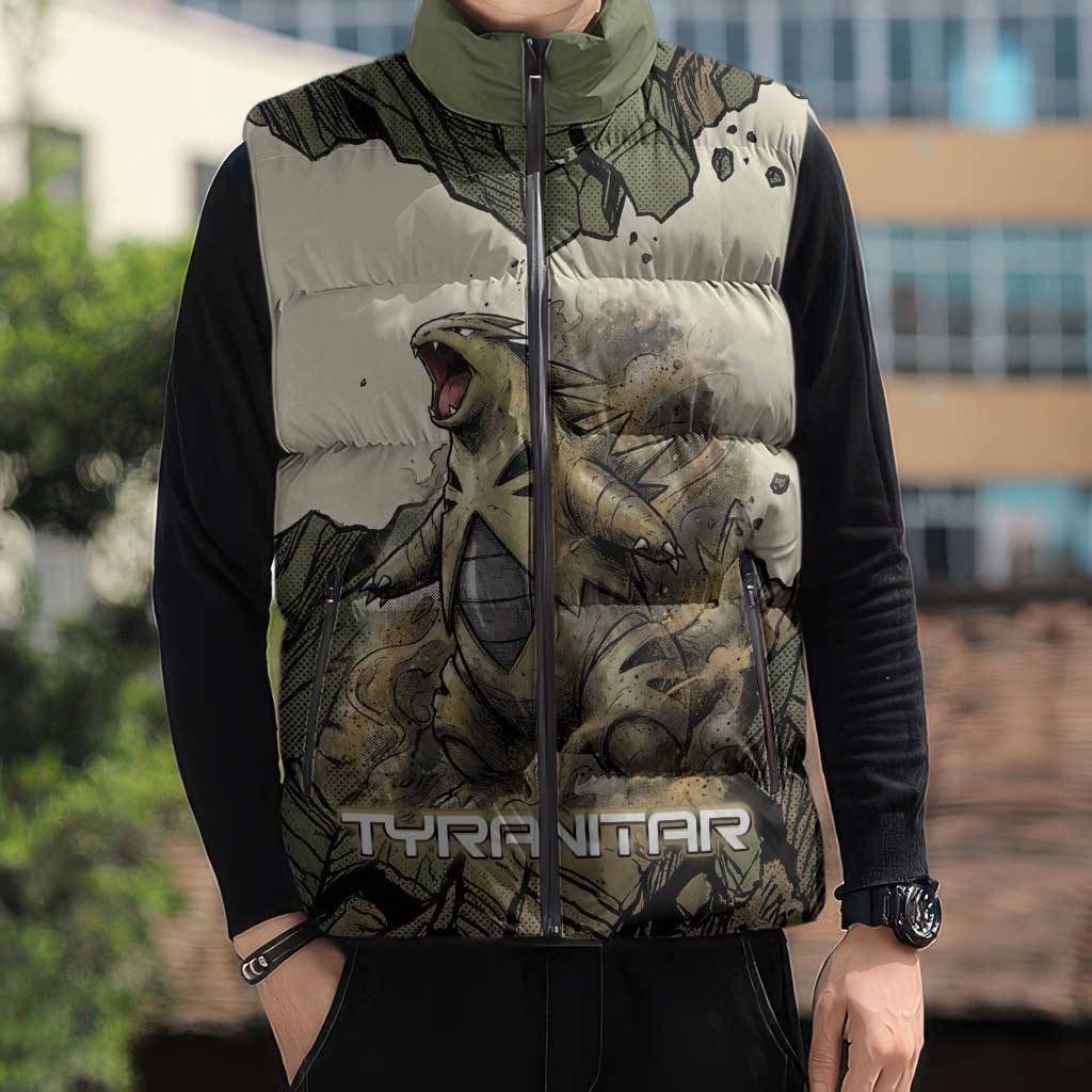 Tyranitar Rock Smash Sleeveless Puffer Jacket Tyranitar’s Seismic Roar - Monster of the Mountains
