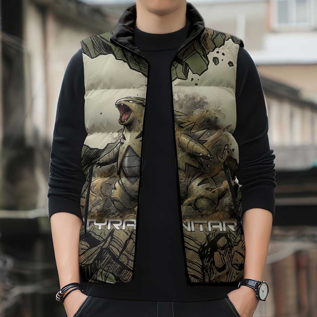 Tyranitar Rock Smash Sleeveless Puffer Jacket Tyranitar’s Seismic Roar - Monster of the Mountains