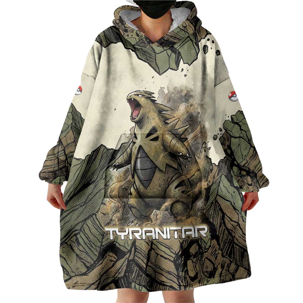 Tyranitar Rock Smash Wearable Blanket Hoodie Tyranitar’s Seismic Roar - Monster of the Mountains