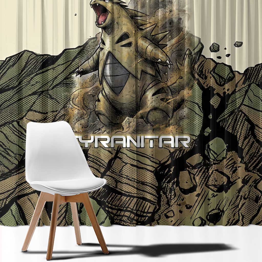 Tyranitar Rock Smash Window Curtain Tyranitar’s Seismic Roar - Monster of the Mountains
