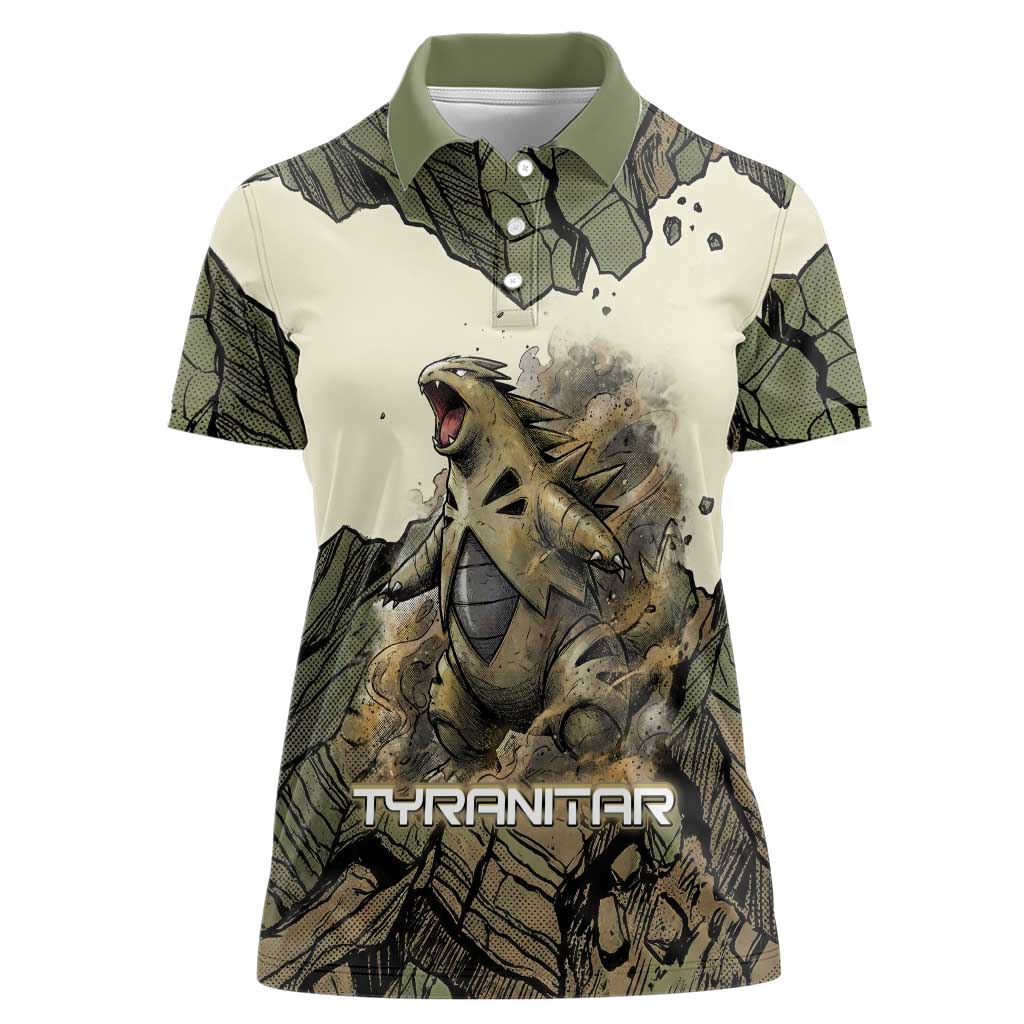 Tyranitar Rock Smash Women Polo Shirt Tyranitar’s Seismic Roar - Monster of the Mountains
