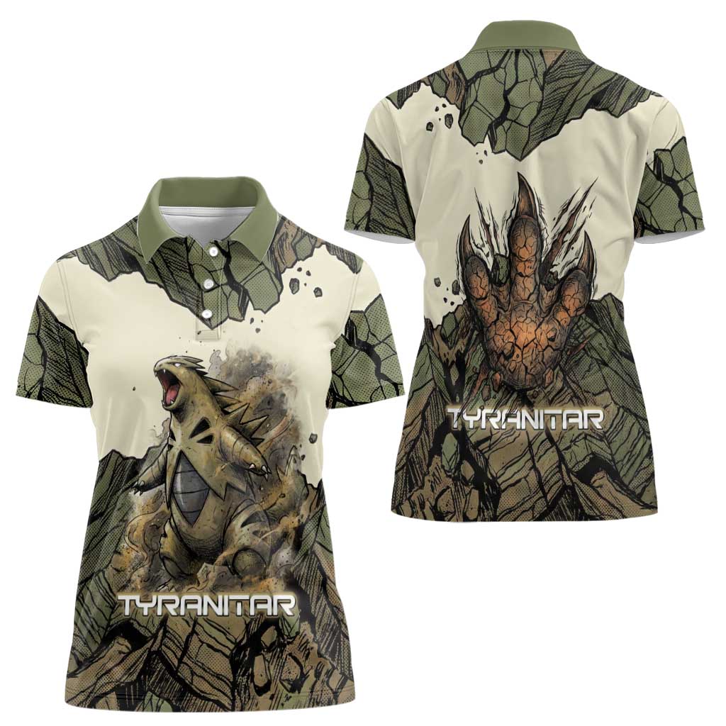 Tyranitar Rock Smash Women Polo Shirt Tyranitar’s Seismic Roar - Monster of the Mountains