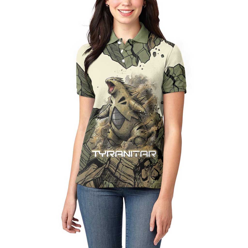 Tyranitar Rock Smash Women Polo Shirt Tyranitar’s Seismic Roar - Monster of the Mountains
