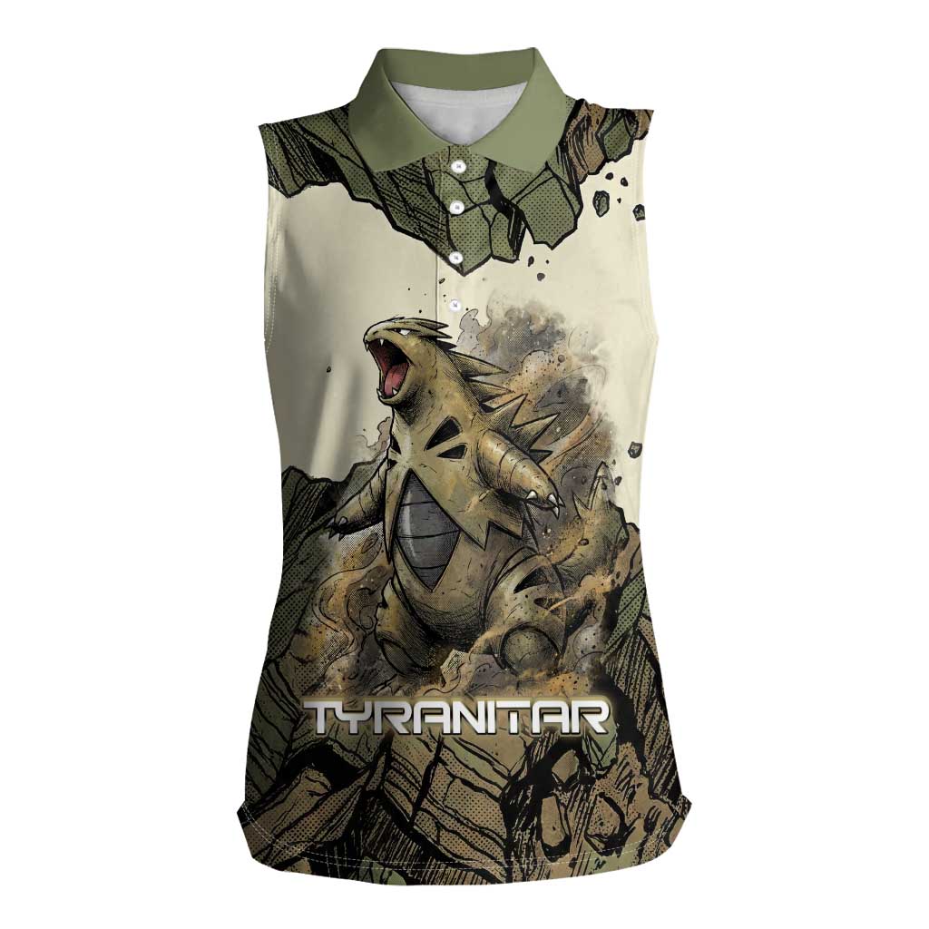 Tyranitar Rock Smash Women Sleeveless Polo Shirt Tyranitar’s Seismic Roar - Monster of the Mountains