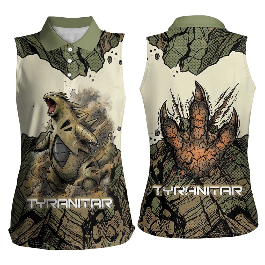 Tyranitar Rock Smash Women Sleeveless Polo Shirt Tyranitar’s Seismic Roar - Monster of the Mountains