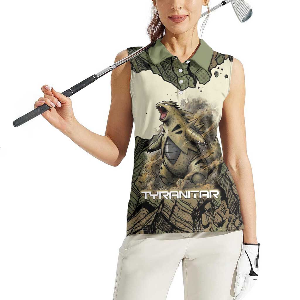 Tyranitar Rock Smash Women Sleeveless Polo Shirt Tyranitar’s Seismic Roar - Monster of the Mountains