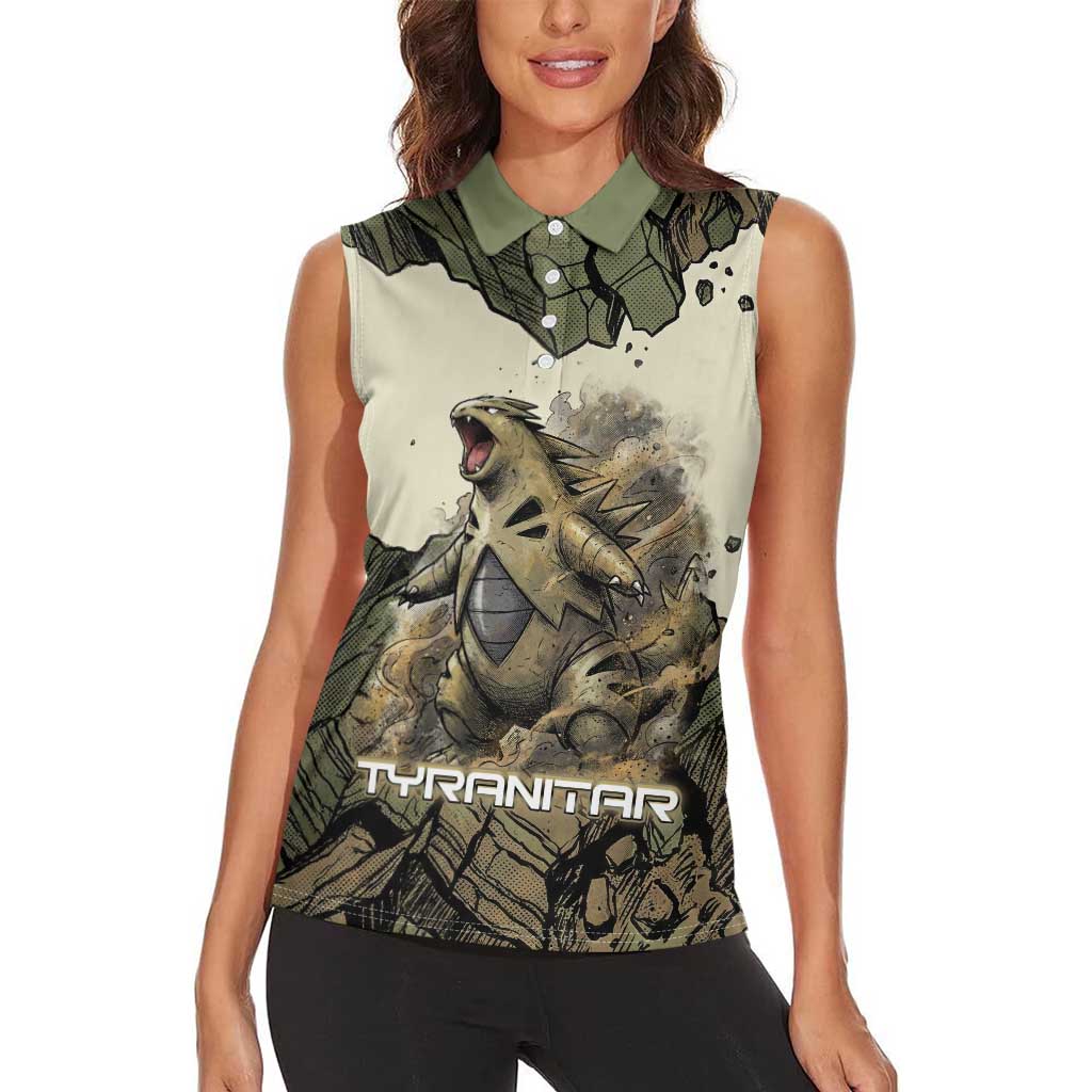 Tyranitar Rock Smash Women Sleeveless Polo Shirt Tyranitar’s Seismic Roar - Monster of the Mountains