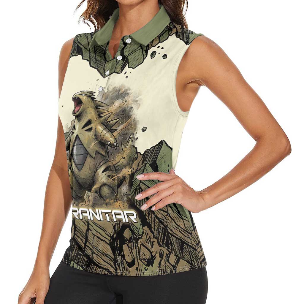 Tyranitar Rock Smash Women Sleeveless Polo Shirt Tyranitar’s Seismic Roar - Monster of the Mountains