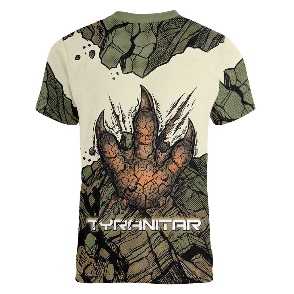 Tyranitar Rock Smash Women V-Neck T-Shirt Tyranitar’s Seismic Roar - Monster of the Mountains