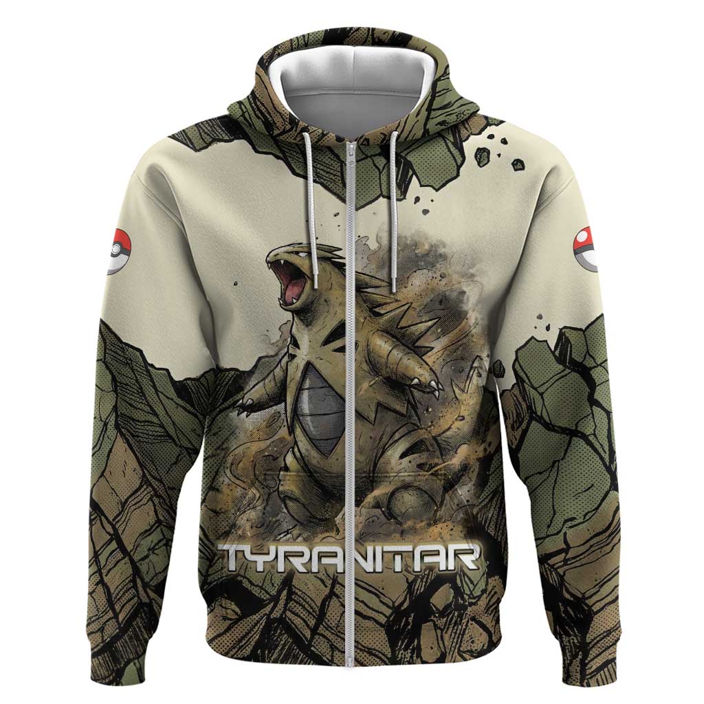 Tyranitar Rock Smash Zip Hoodie Tyranitar’s Seismic Roar - Monster of the Mountains