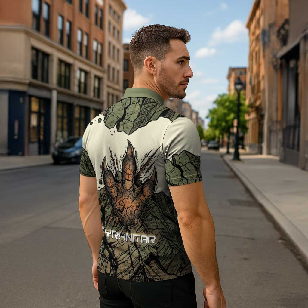 Tyranitar Rock Smash Zipper Polo Shirt Tyranitar’s Seismic Roar - Monster of the Mountains